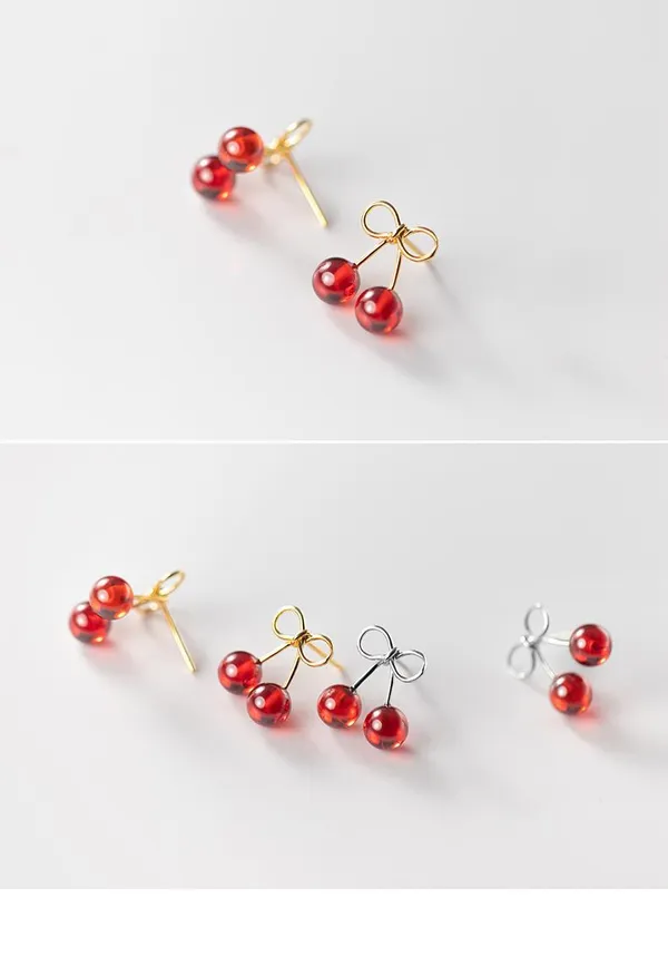 Gold_Bow_Cherry_Stud_Earrings_For_Women